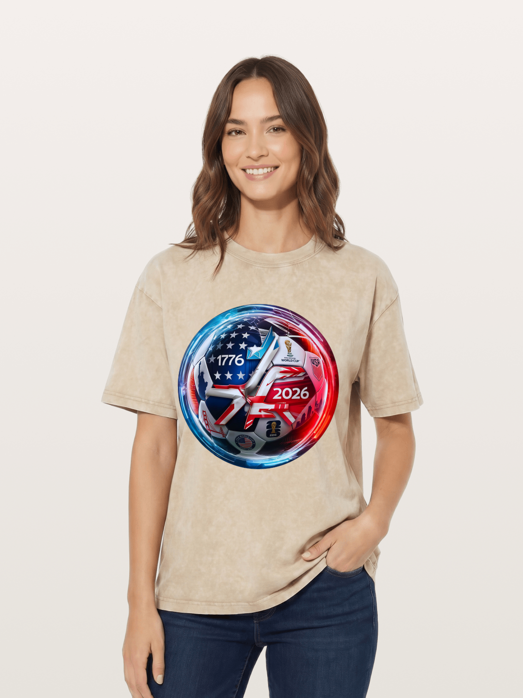 2026 USA Soccer Ball Poster Washed T-shirt
