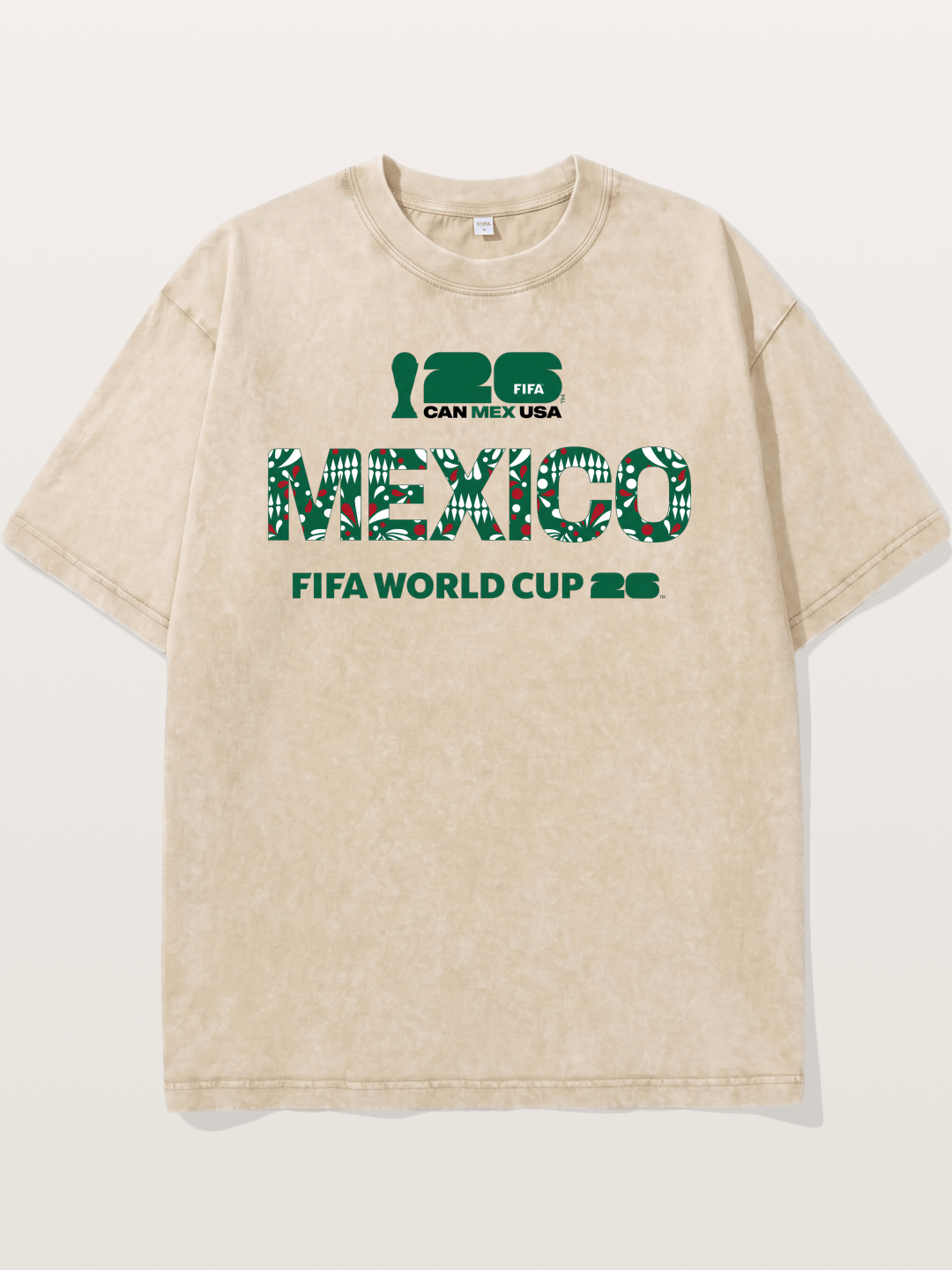 Mexico 2026 Pattern Typography Washed T-shirt