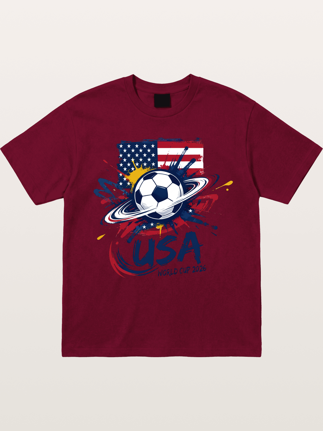 American Flag Splatter Soccer 2026 Gildan T-shirt