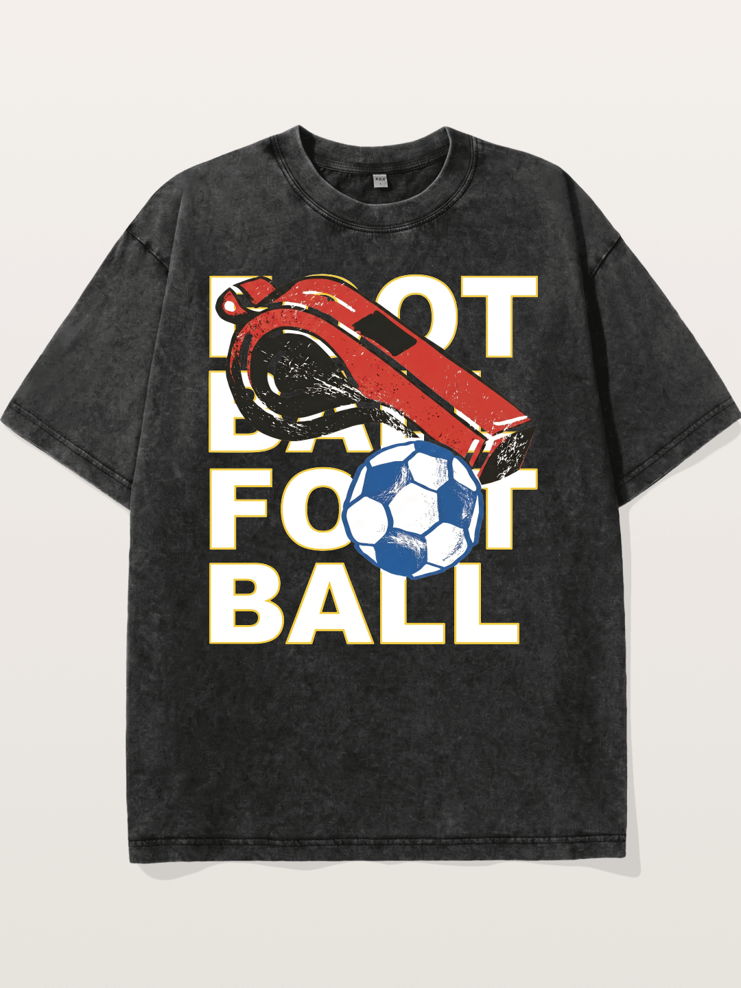 Retro Whistle Football Art Washed T-shirt