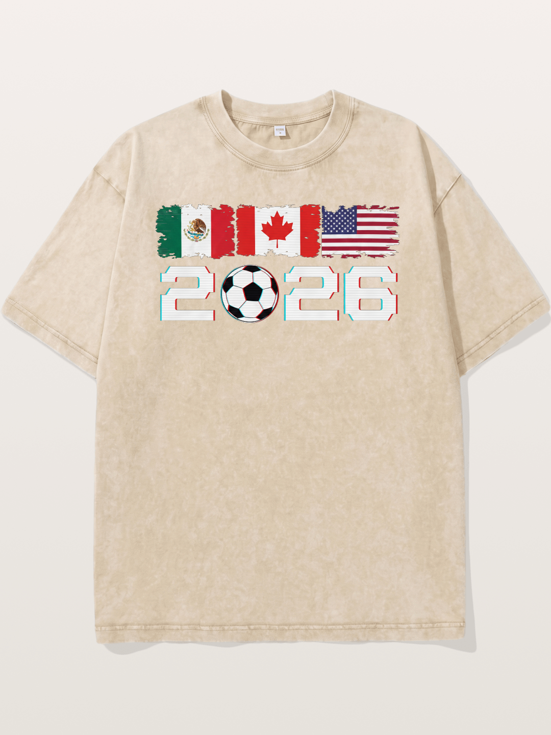 2026 WC USA Mexico Canada Flags Washed T-shirt