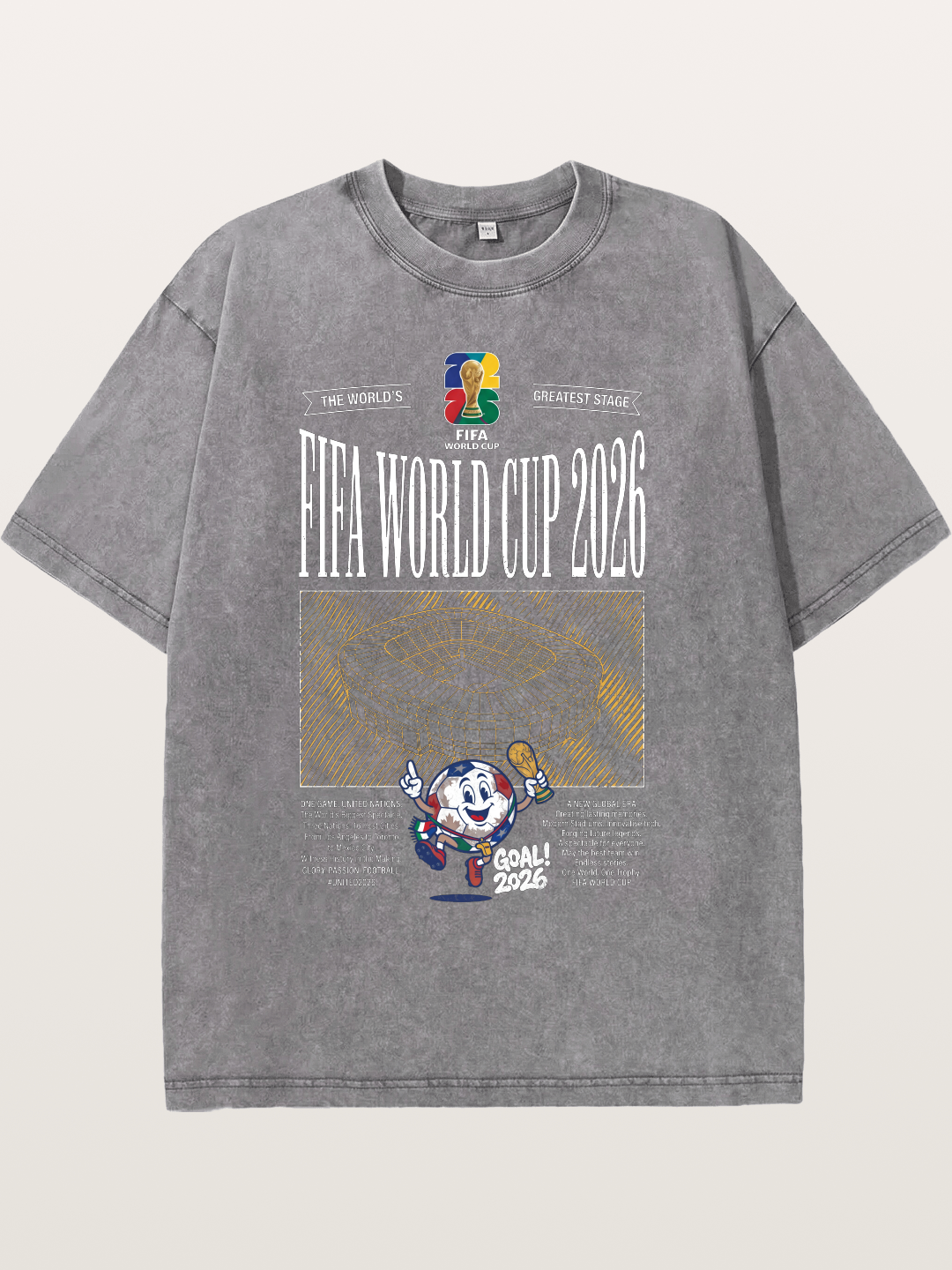 2026 WC Stadium Mascot Line Art Washed T-shirt