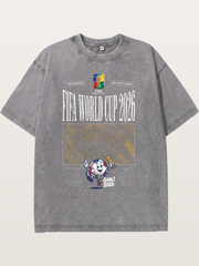 2026 WC Stadium Mascot Line Art Washed T-shirt
