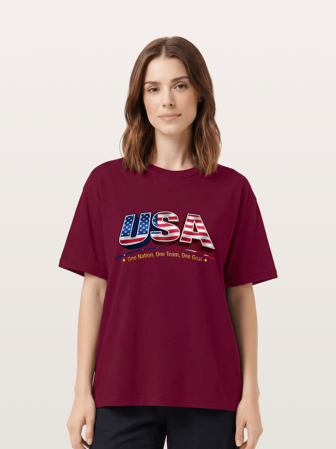 USA Flag 3D Letter World Cup Gildan T-shirt