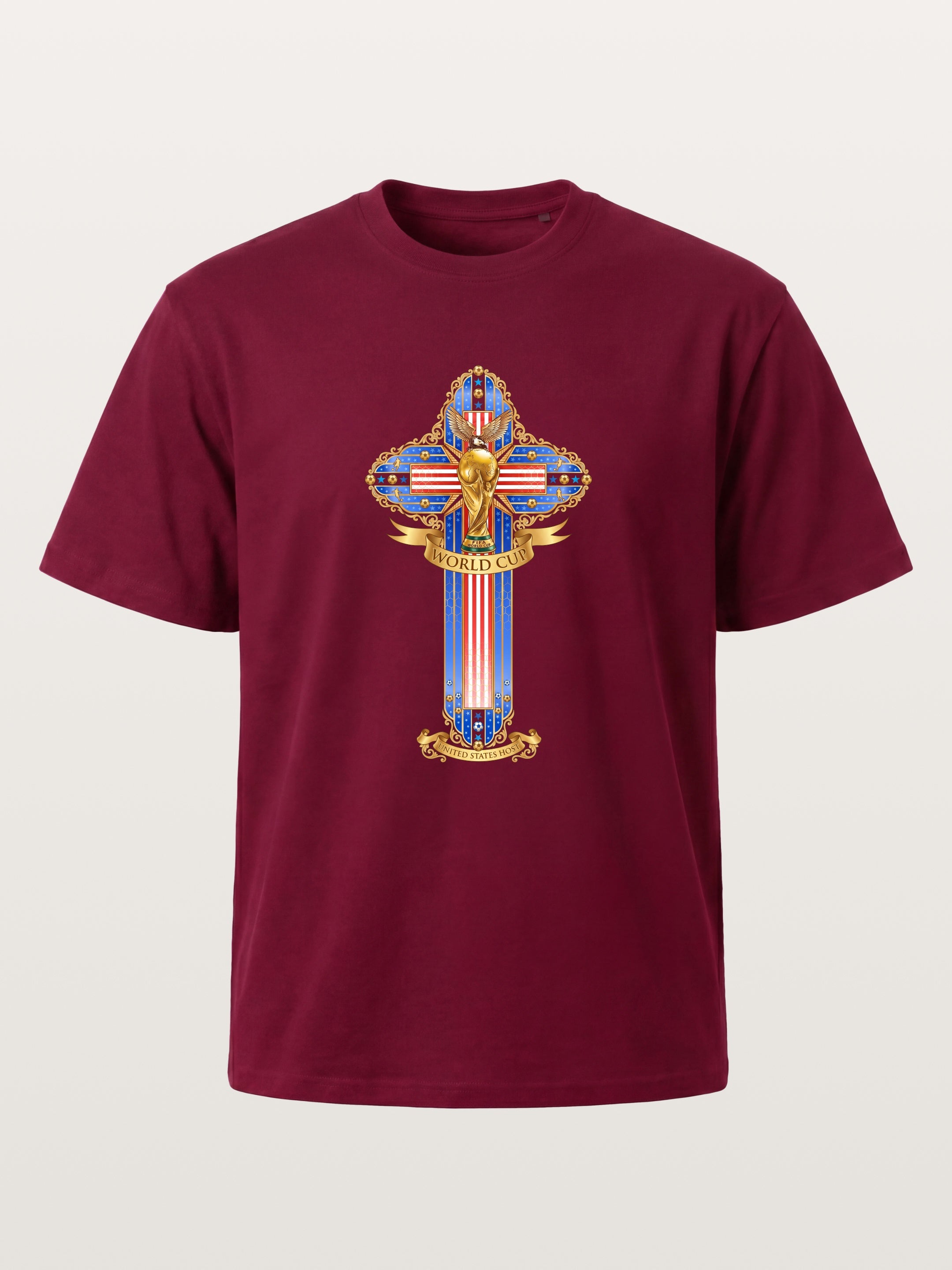 USA Cross World Cup Trophy Card Gildan T-shirt
