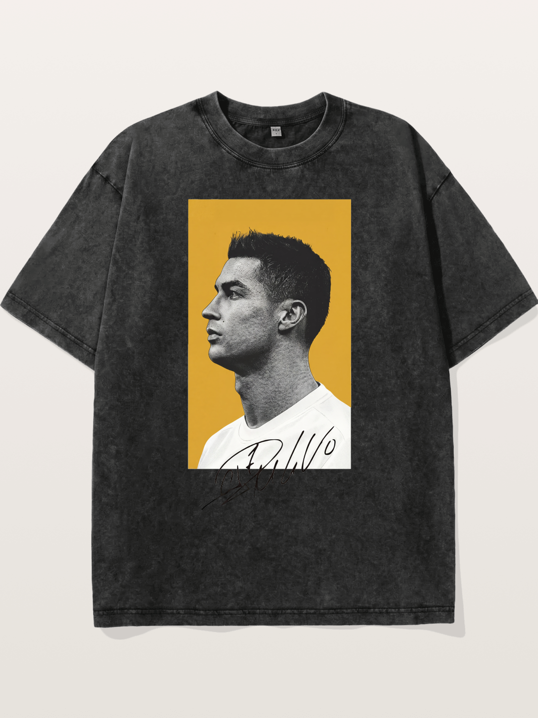 Ronaldo Gold Background Portrait Washed T-shirt