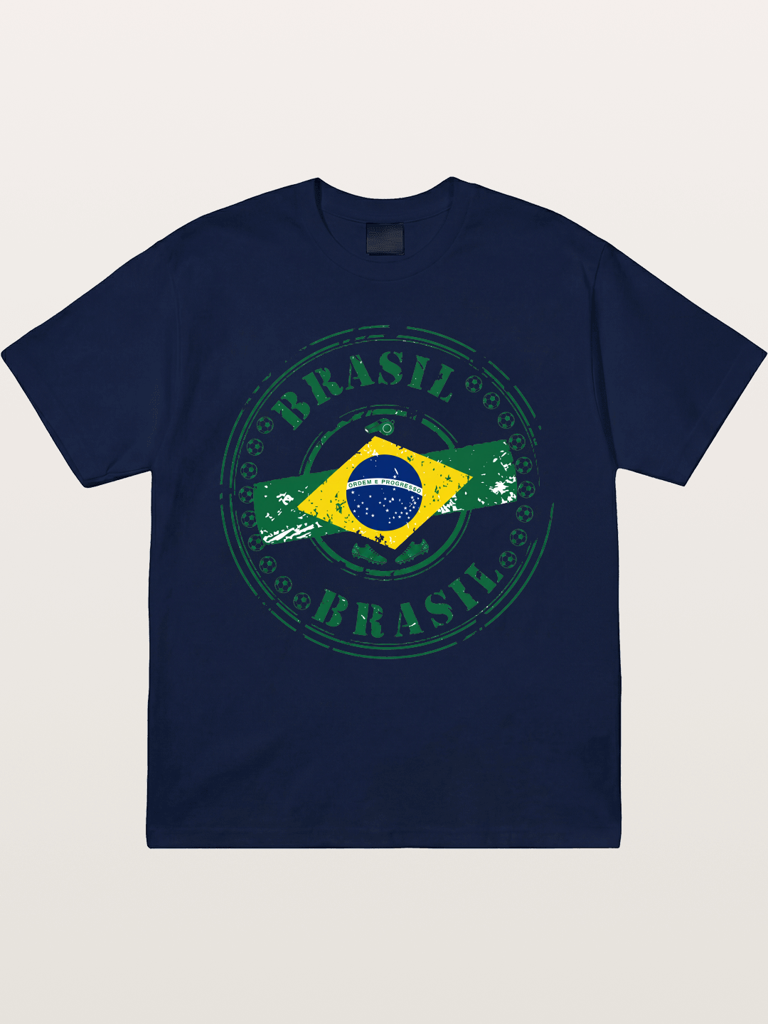 Brazil Flag Stamp Soccer Print Gildan T-shirt