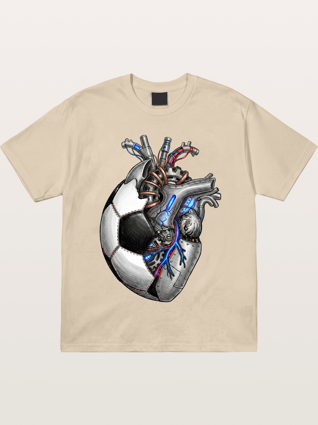 Mechanical Football Heart Print Gildan T-shirt