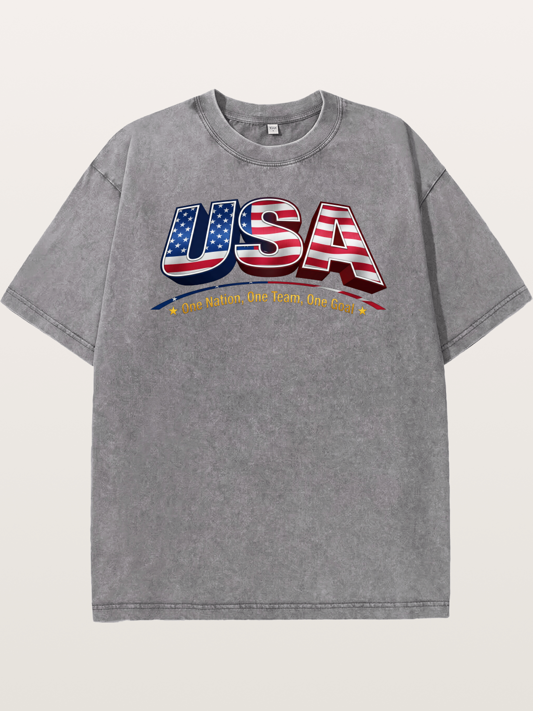USA Flag 3D Letter World Cup Washed T-shirt