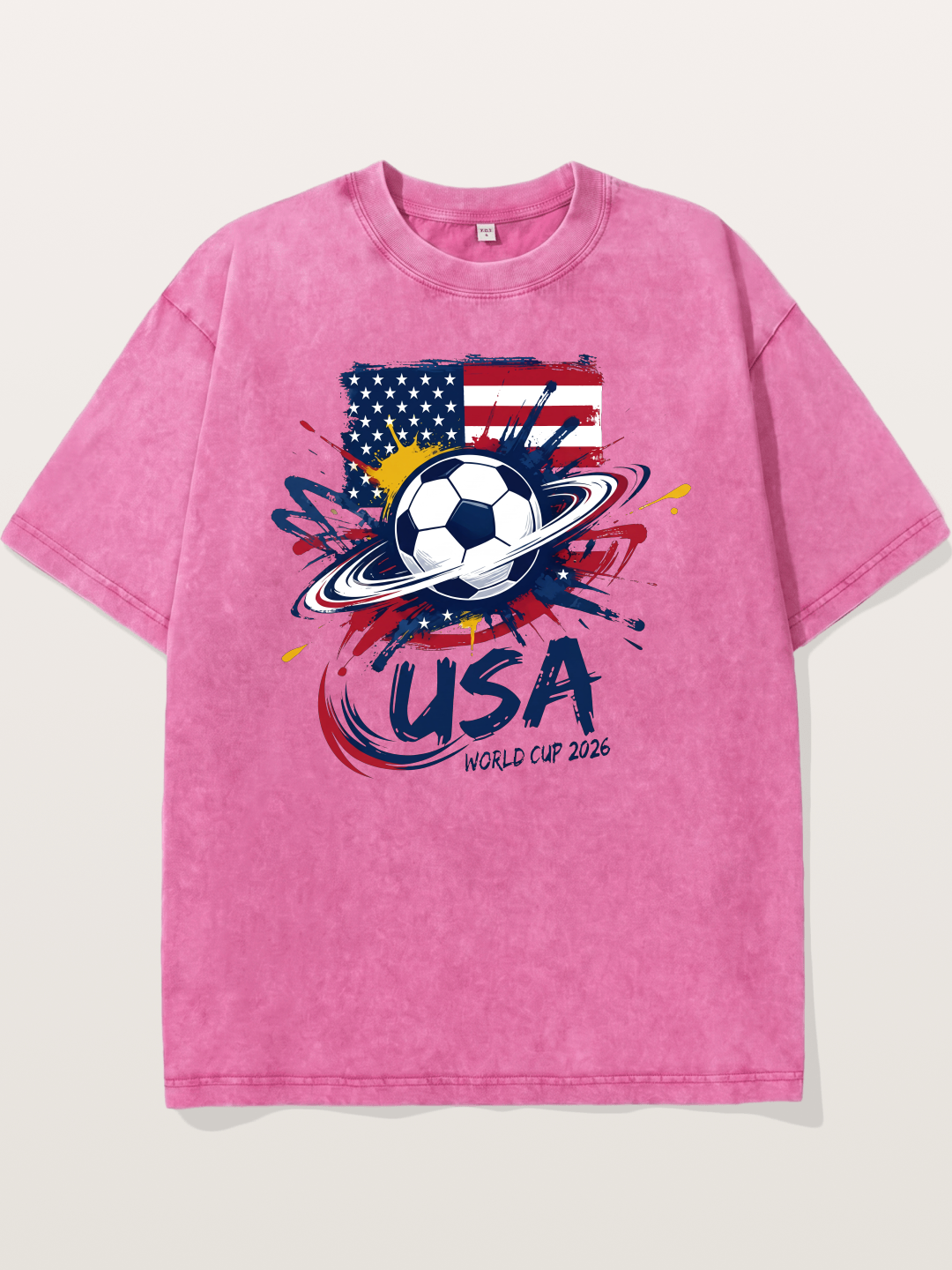 American Flag Splatter Soccer 2026 Washed T-shirt.