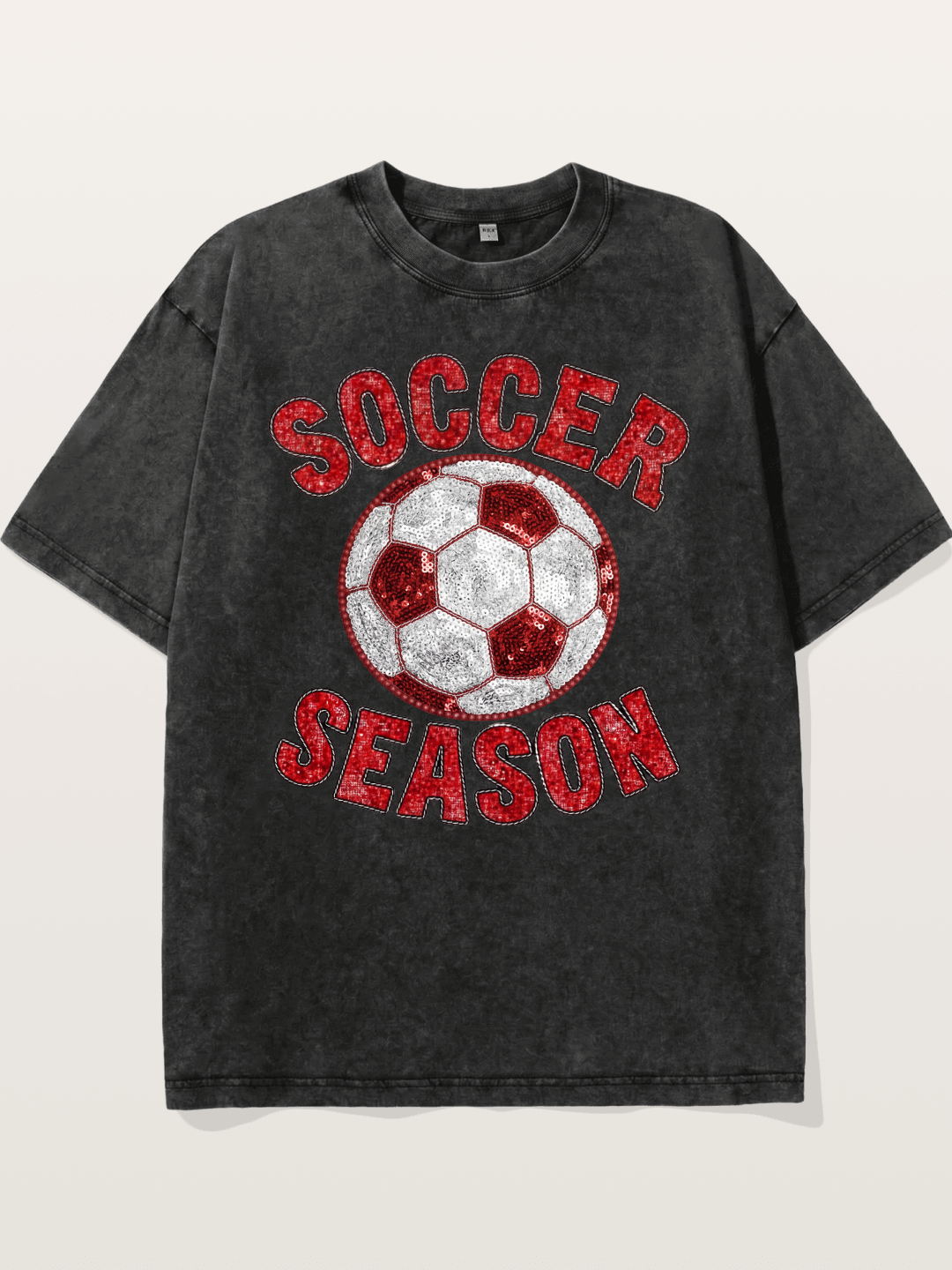 Glitter Soccer Season Badge Washed T-shirt