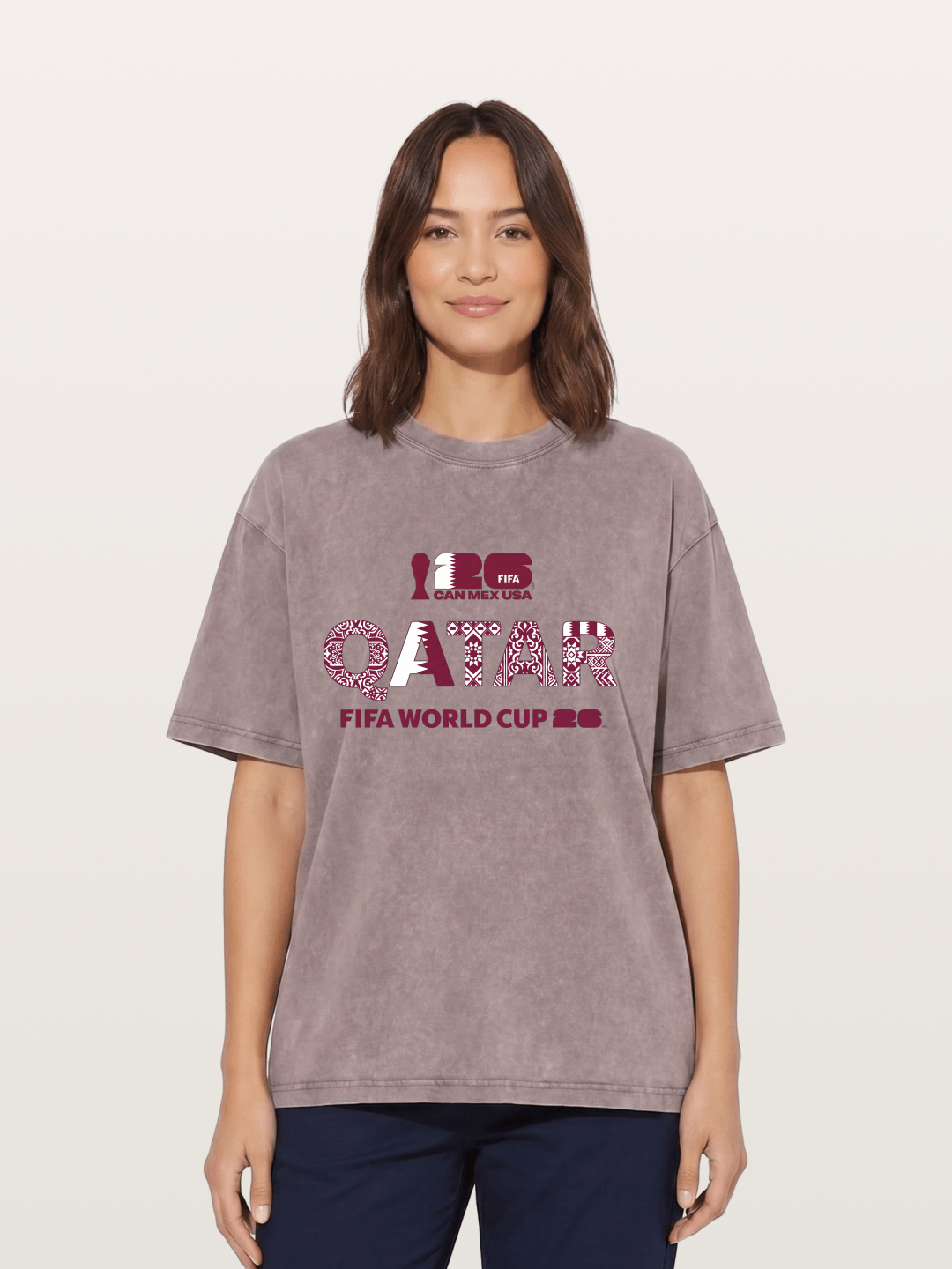 Qatar 2026 Geometric Ornament Art Washed T-shirt