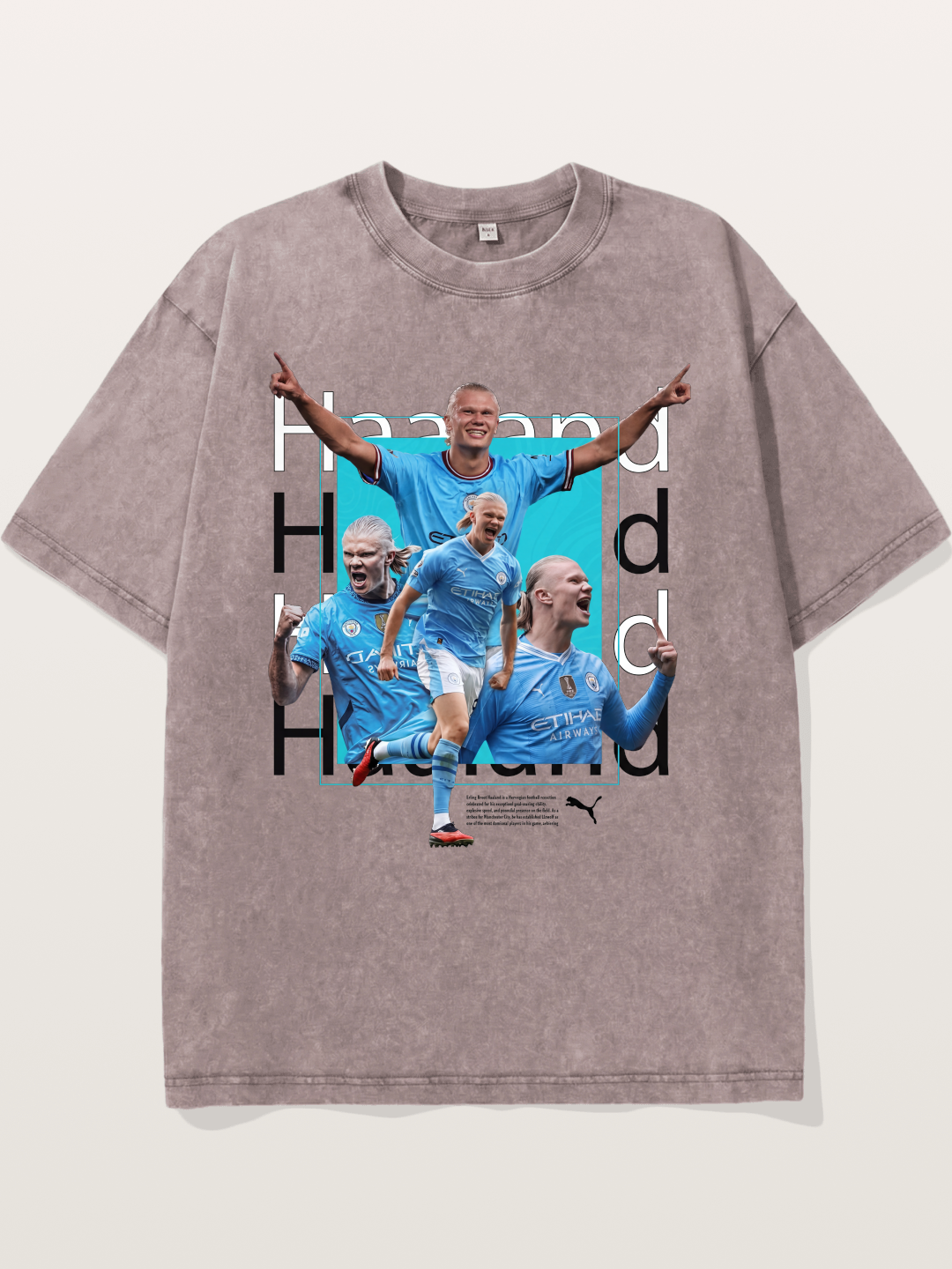Haaland Typography Collage Art Washed T-shirt