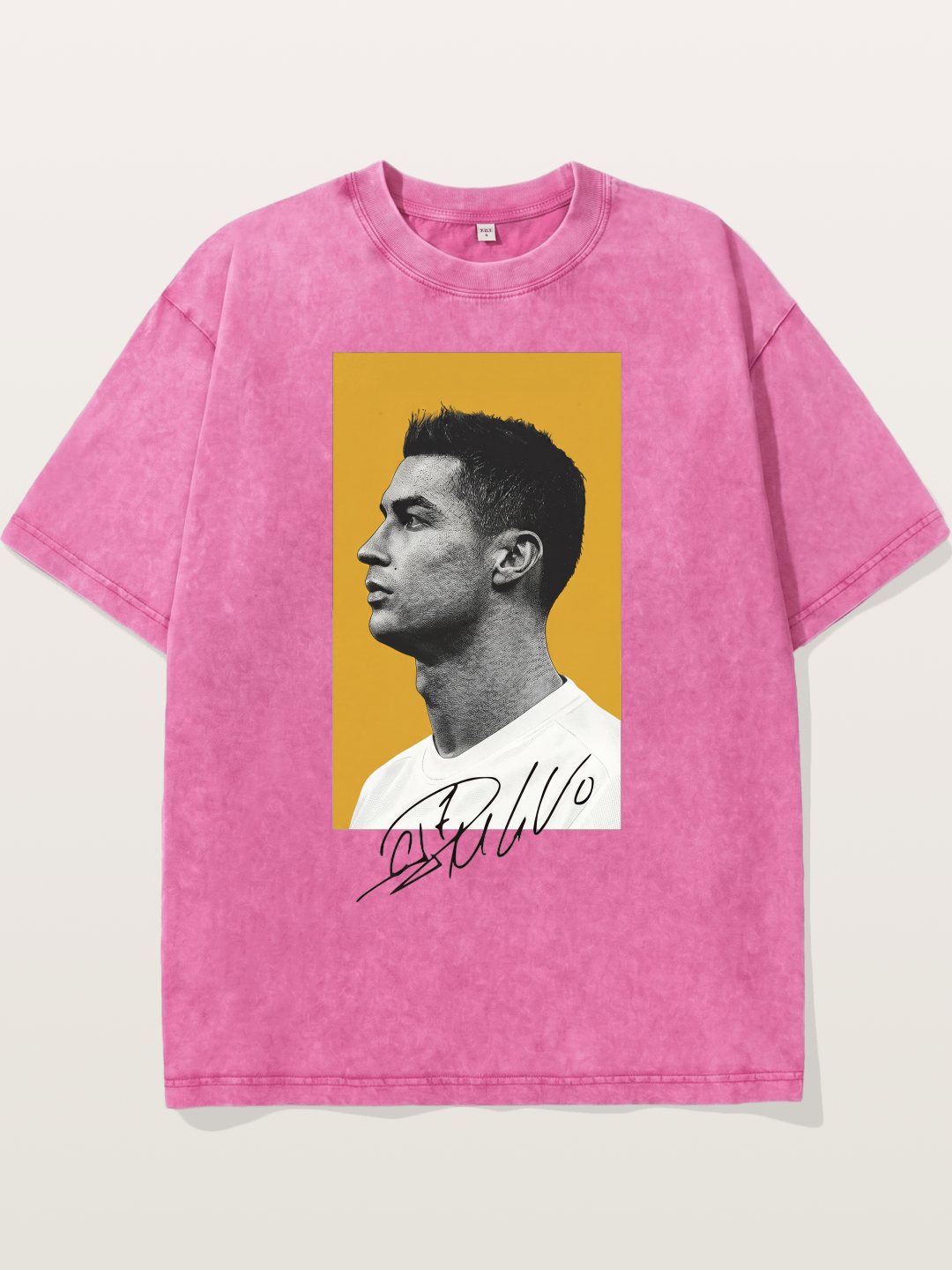 Ronaldo Gold Background Portrait Washed T-shirt