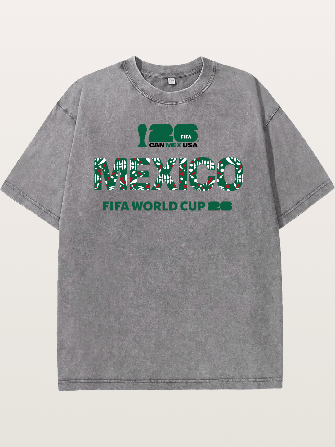 Mexico 2026 Pattern Typography Washed T-shirt