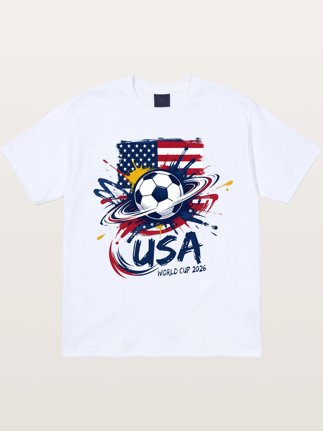 American Flag Splatter Soccer 2026 Gildan T-shirt
