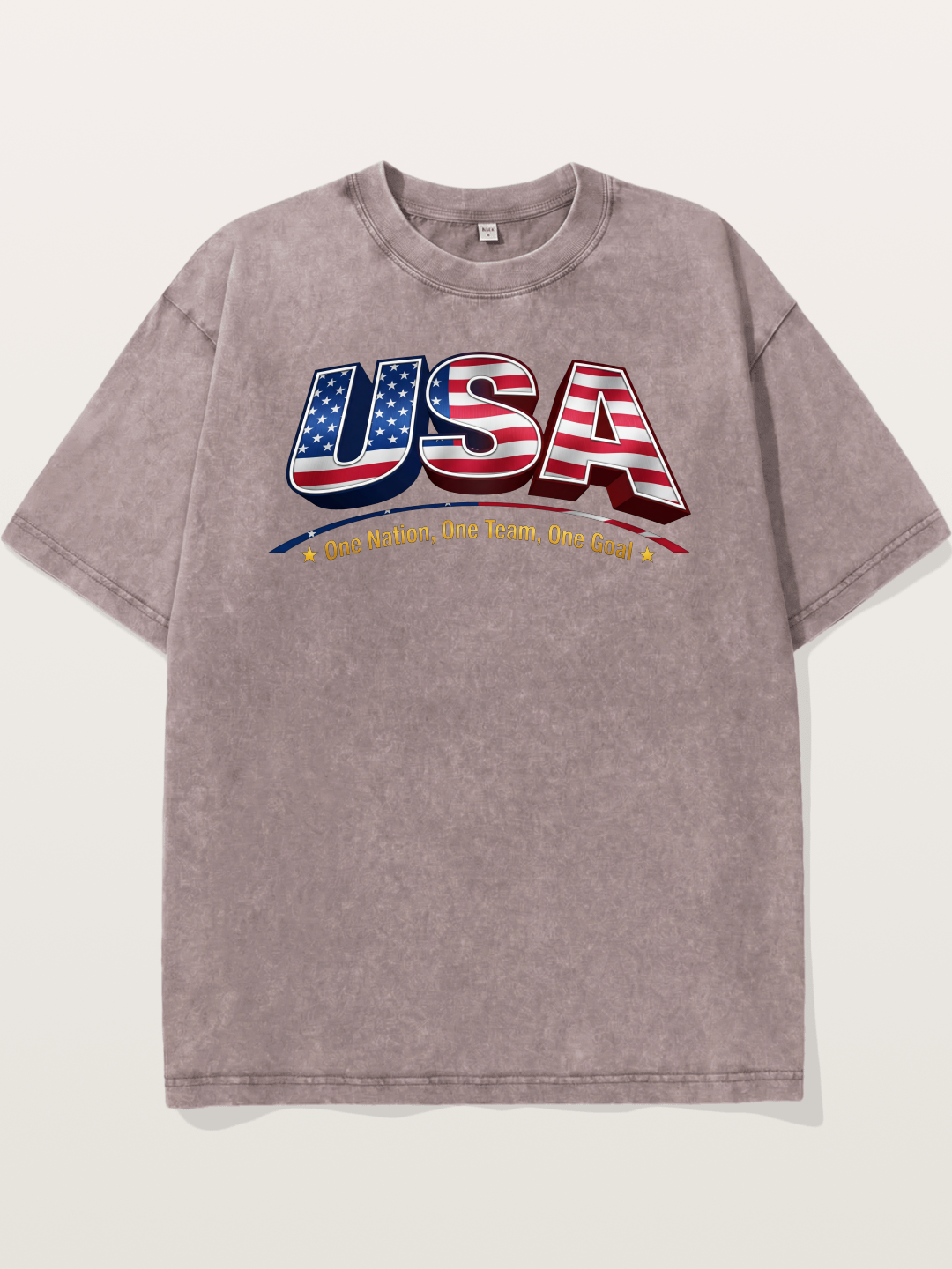 USA Flag 3D Letter World Cup Washed T-shirt