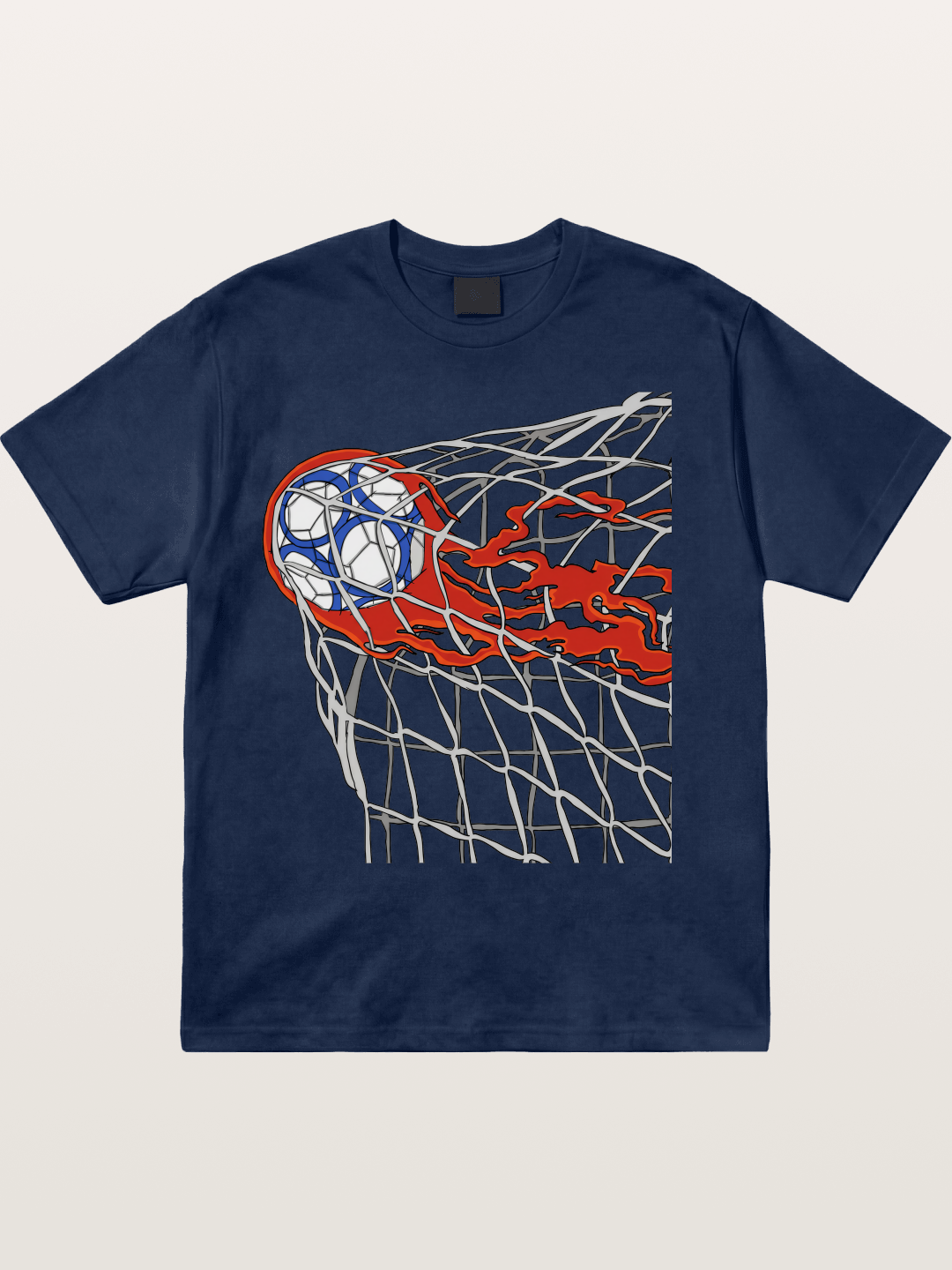 Flaming Goal Net Illustration Cotton T-shirt