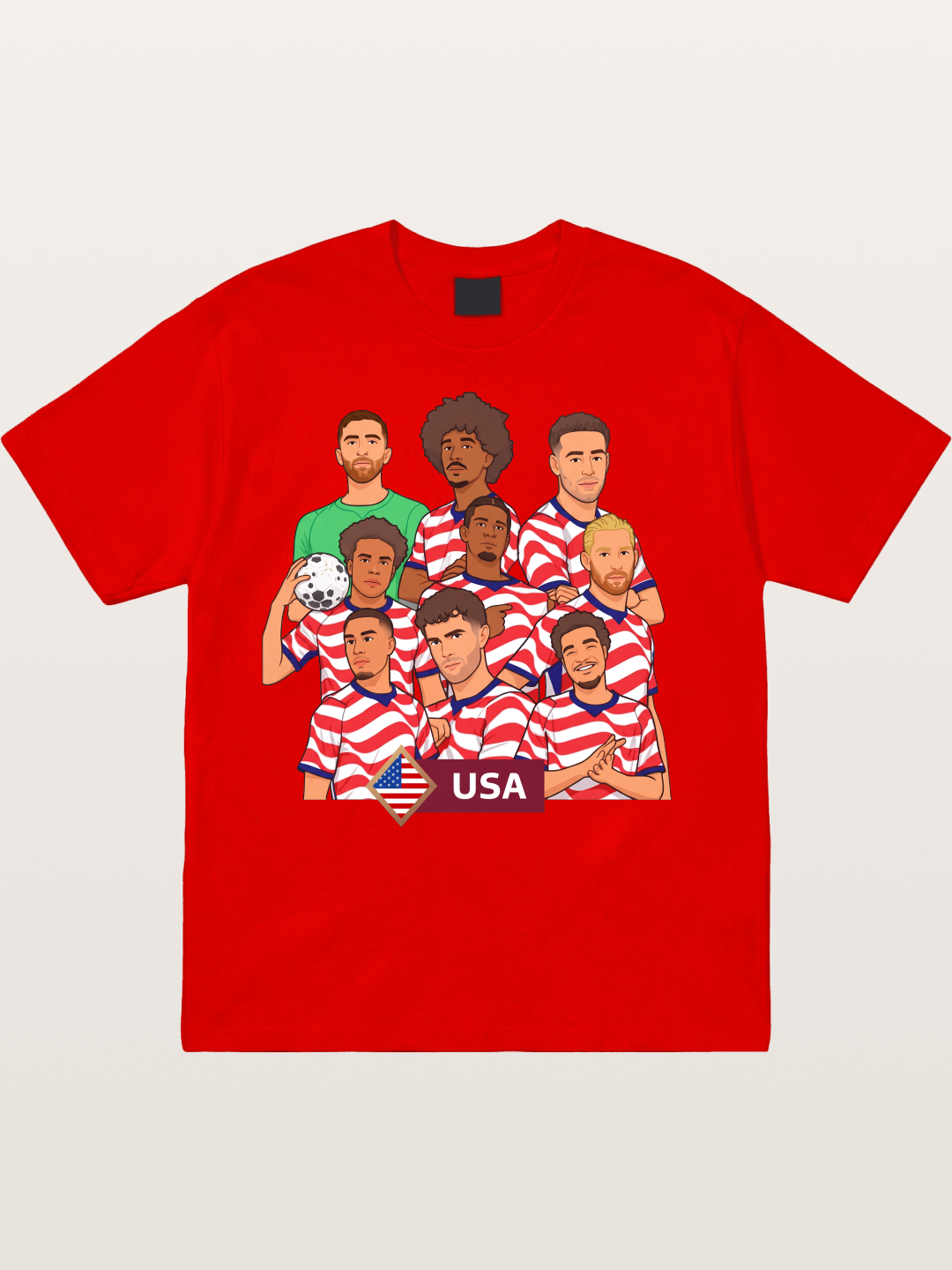 USMNT Cartoon Full Roster Gathering Cotton T-shirt