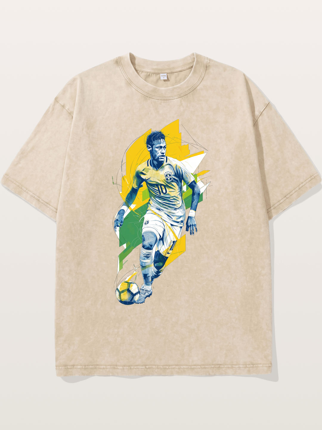 Neymar Brazil Geometric Print Washed T-shirt