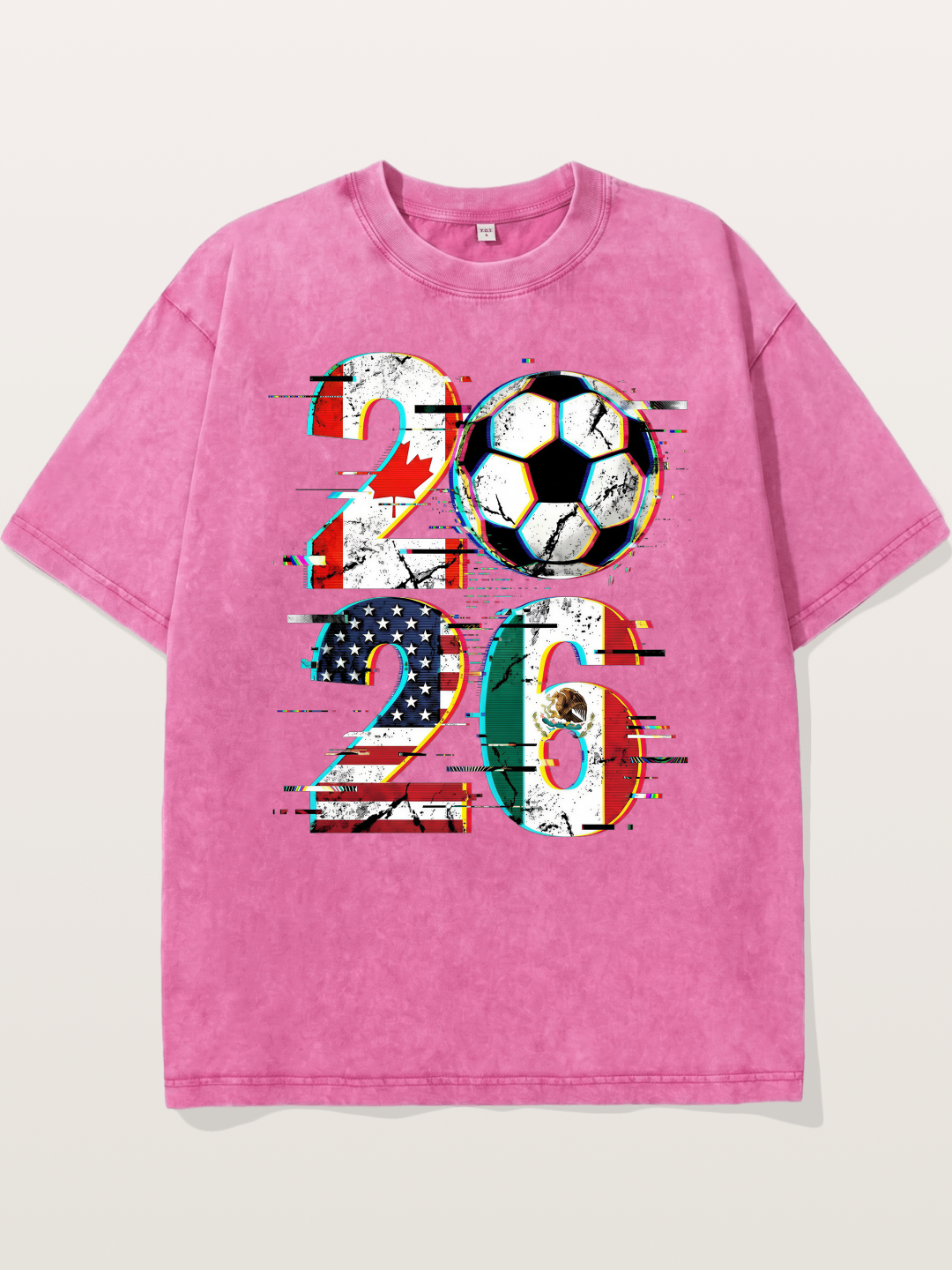 2026 WC Glitch Typography Print Washed T-shirt
