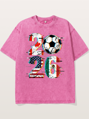 2026 WC Glitch Typography Print Washed T-shirt