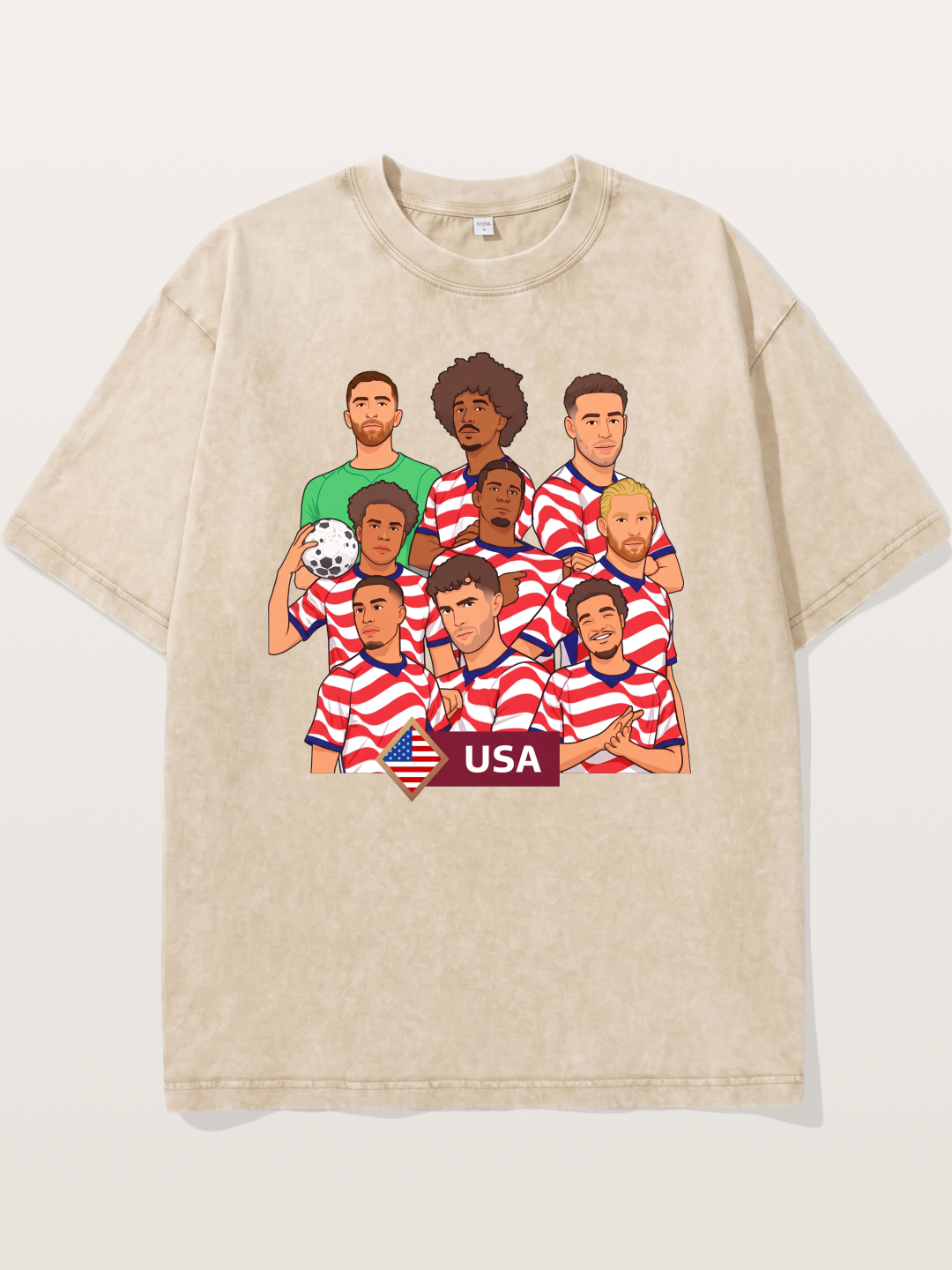 USMNT Cartoon Full Roster Gathering Washed T-shirt