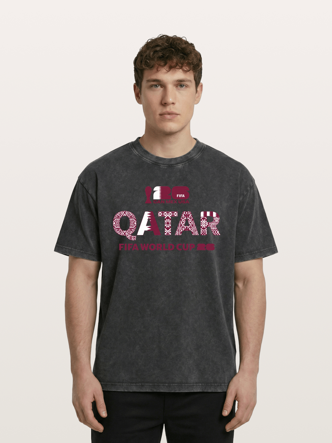 Qatar 2026 Geometric Ornament Art Washed T-shirt