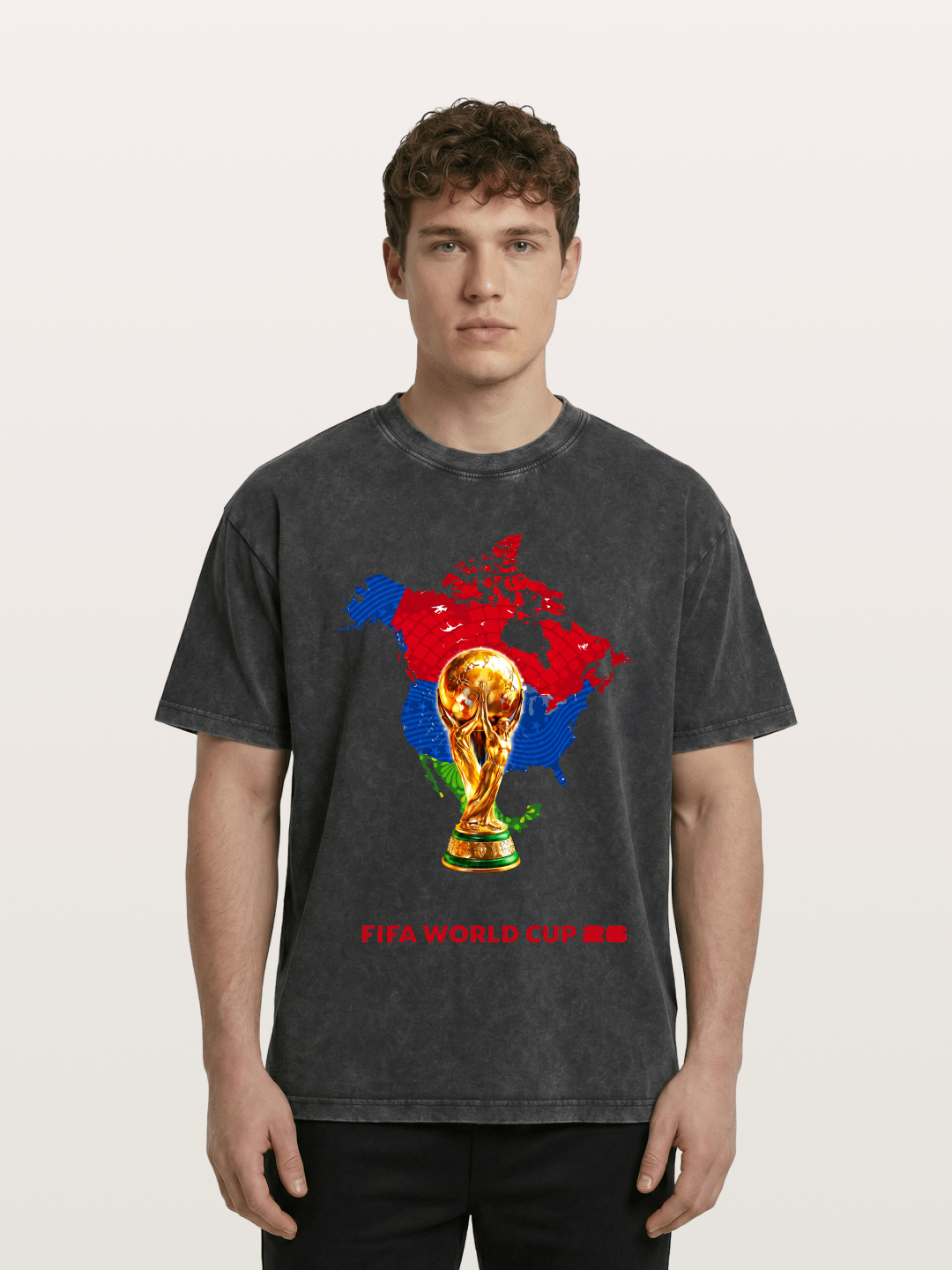 World Cup Trophy & Americas Map Washed T-shirt