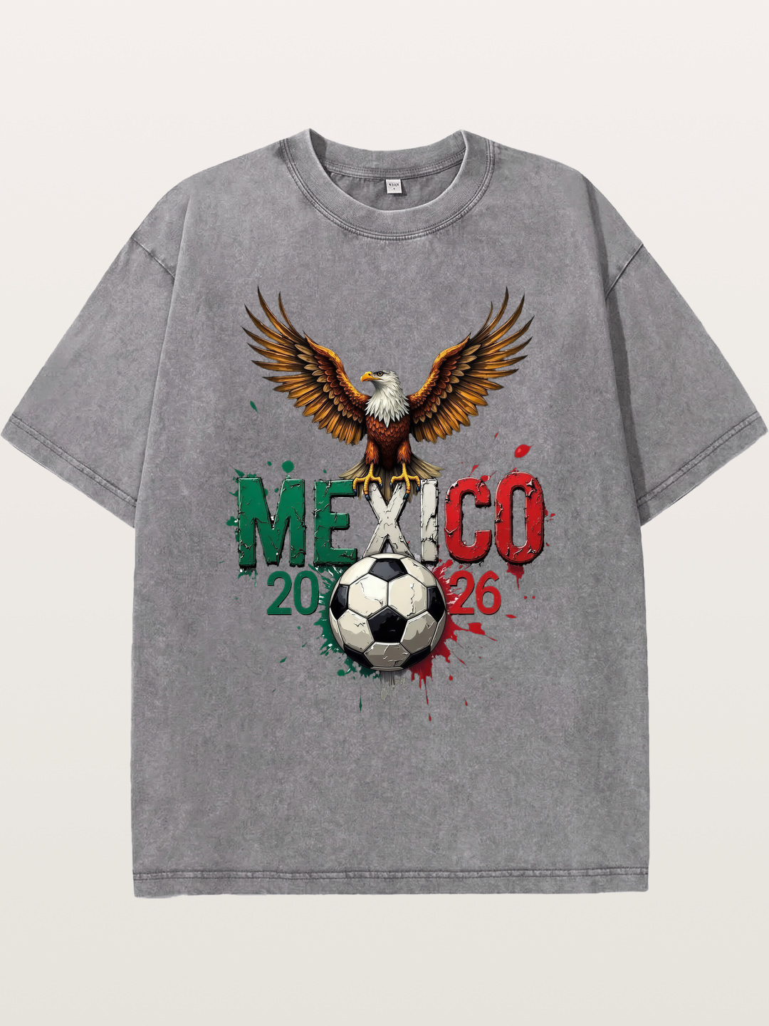 Mexico 2026 WC Eagle Print Washed T-shirt