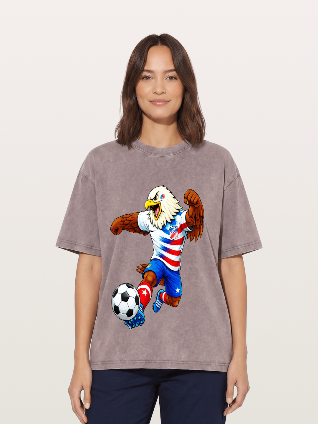 USA Eagle Mascot Soccer Graphic Washed T-shirt