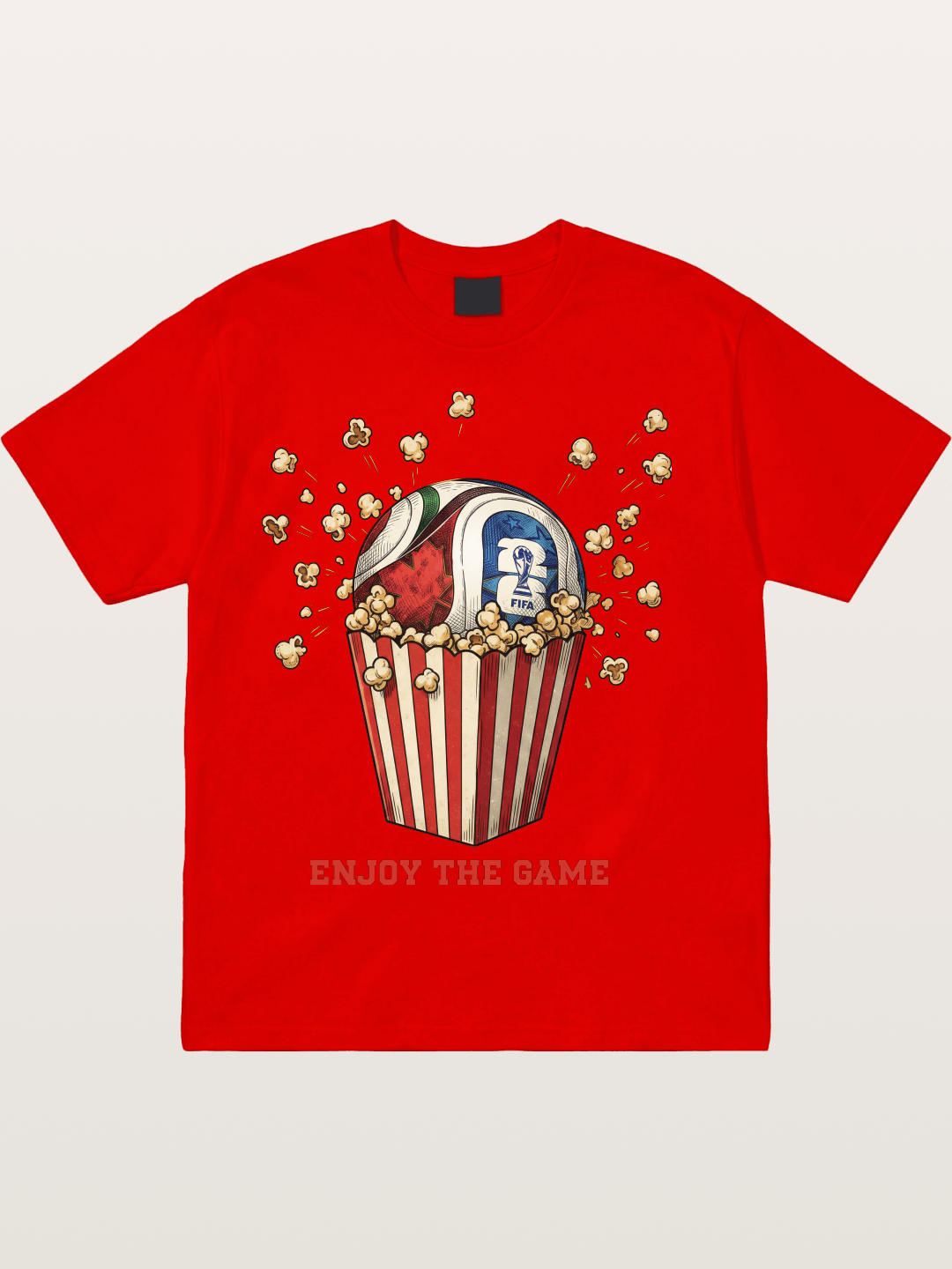 Soccer Ball in Popcorn Bucket Cotton T-shirt