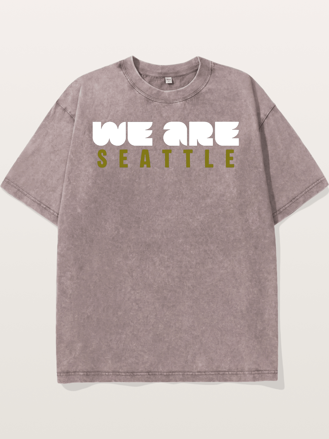 Seattle Olive Green Typography Washed T-shirt