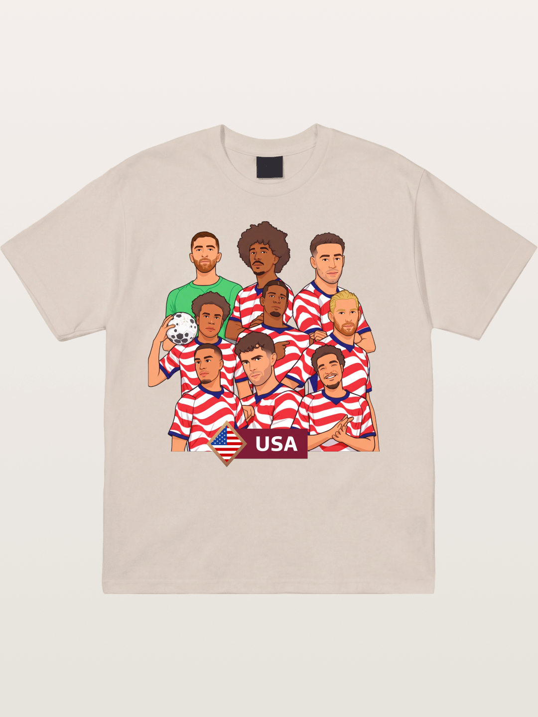 USMNT Cartoon Full Roster Gathering Cotton T-shirt