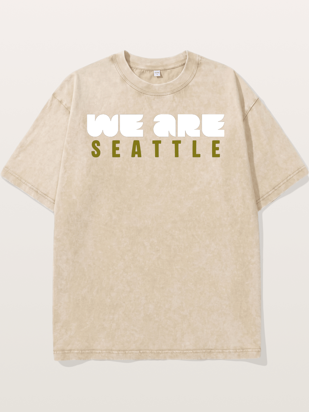 Seattle Olive Green Typography Washed T-shirt