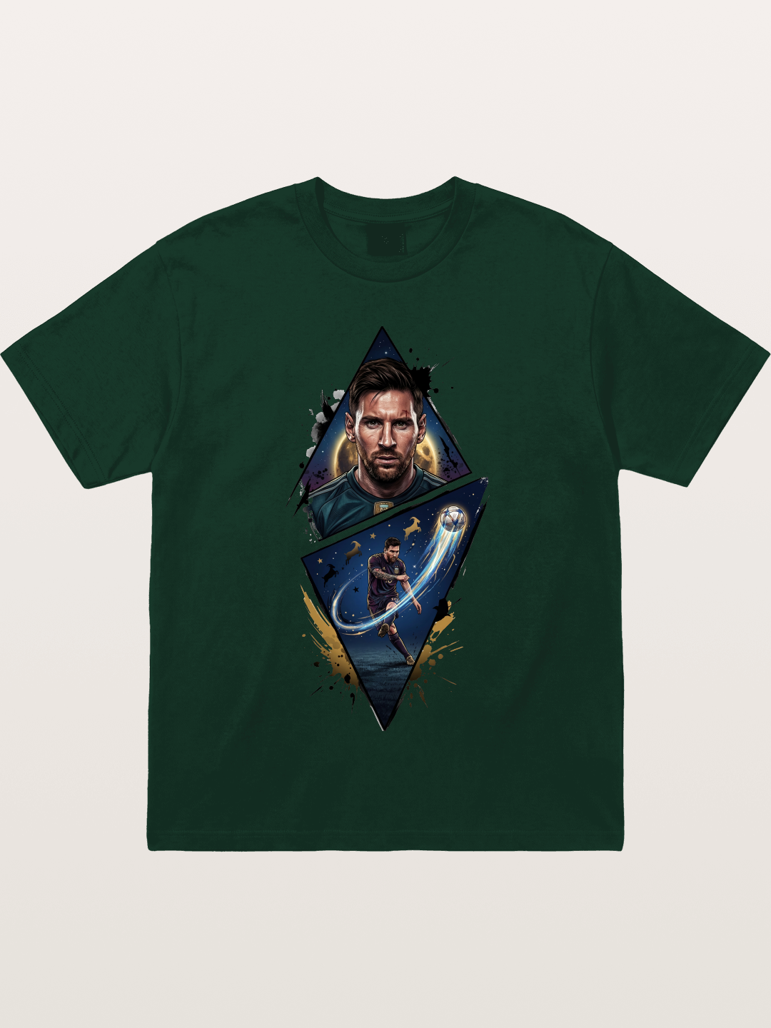 Lionel Messi Split Portrait Art Gildan T-shirt