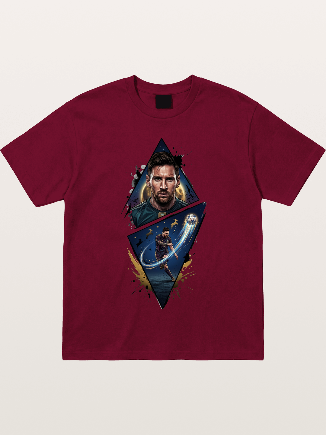 Lionel Messi Split Portrait Art Gildan T-shirt