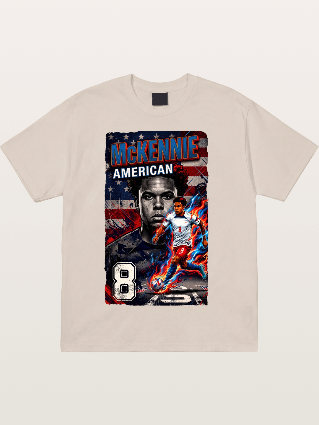 Weston Mckennie Fiery Retro Design Cotton T-shirt