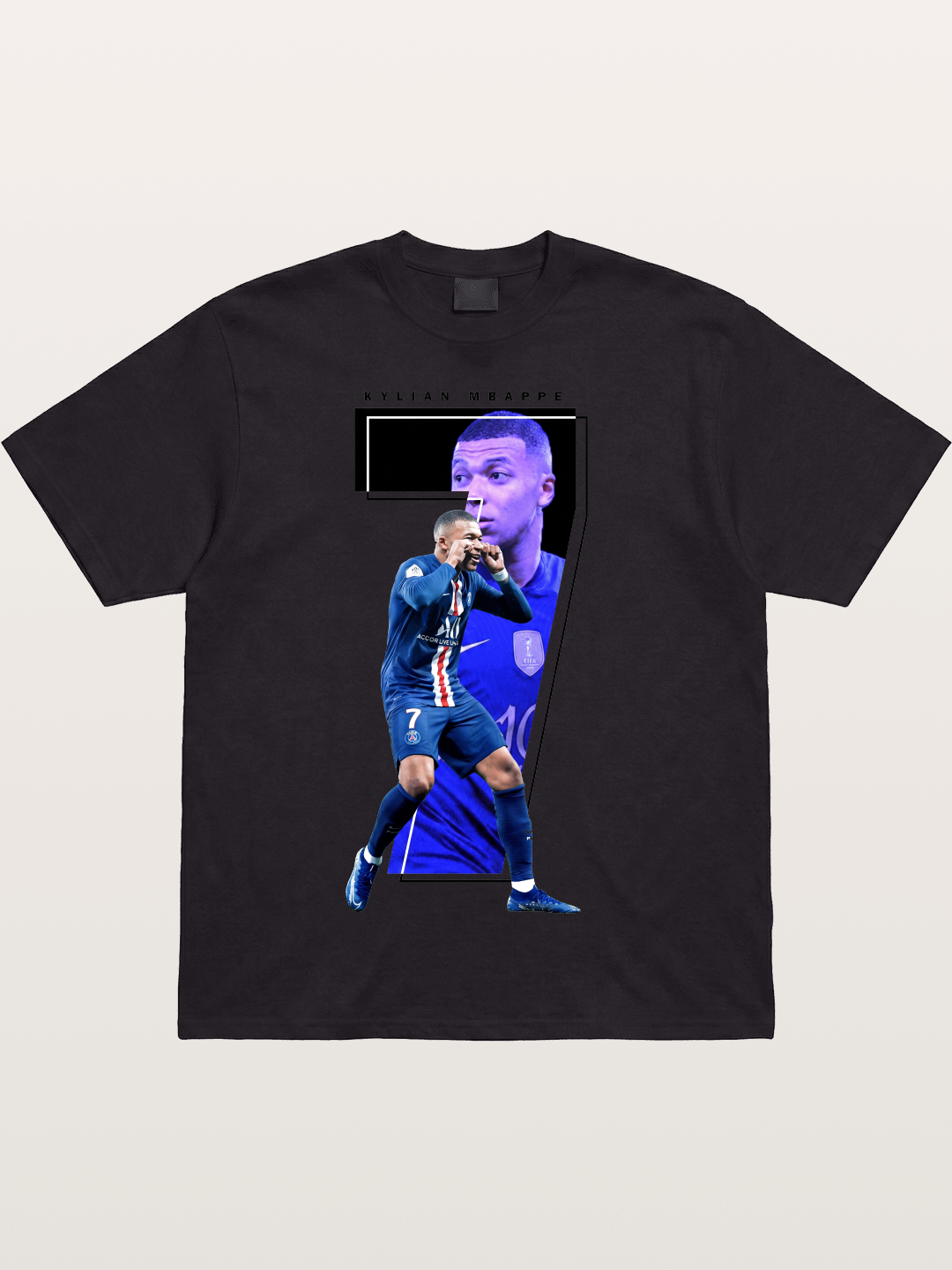 Mbappe Dual Portrait Collage Cotton T-shirt