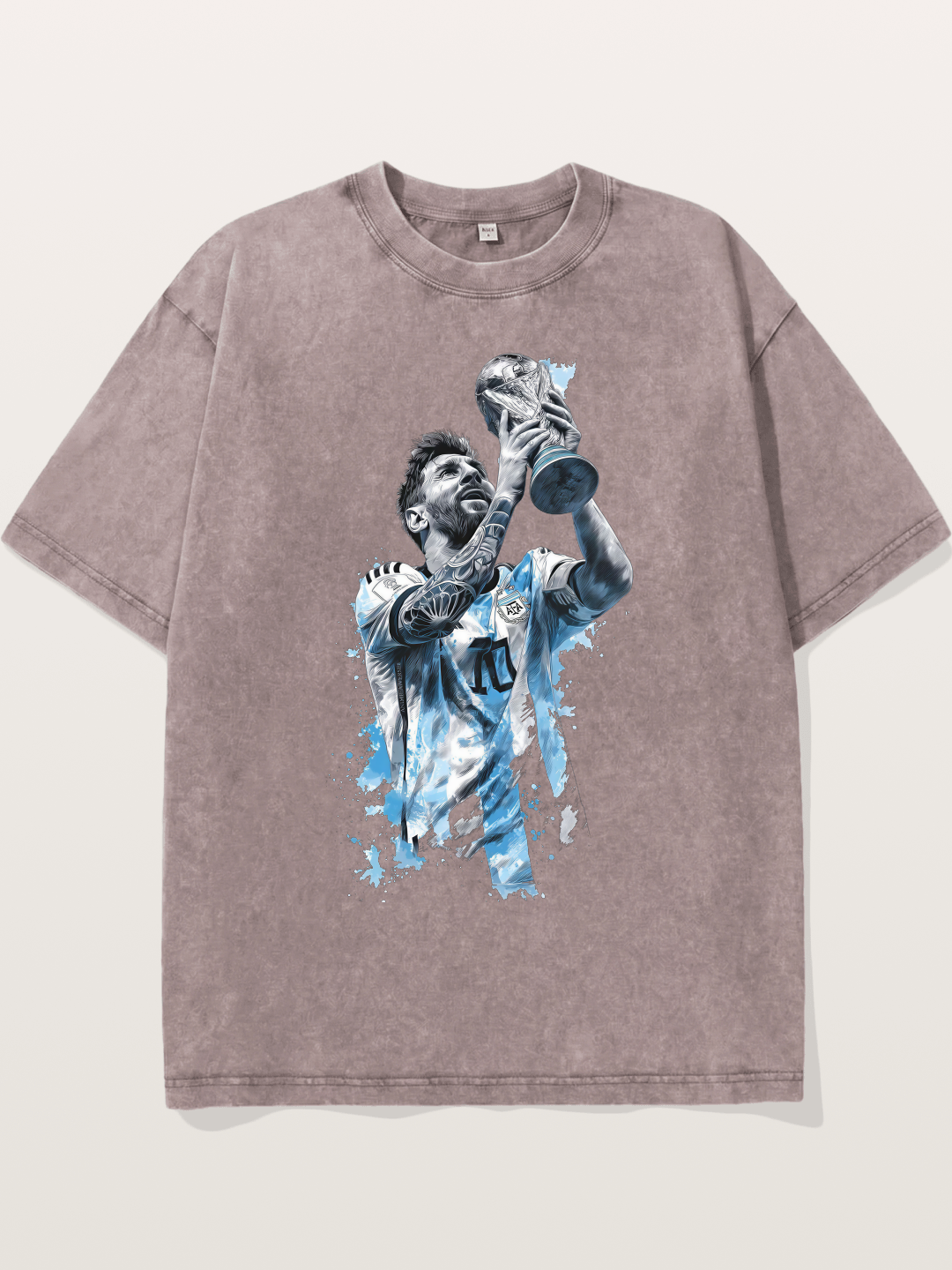 Messi WC Trophy Watercolor Washed T-shirt