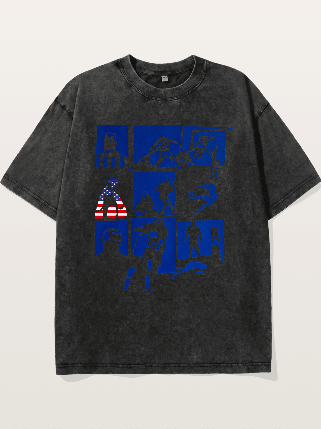 USA Soccer Player Silhouette Grid Washed T-shirt