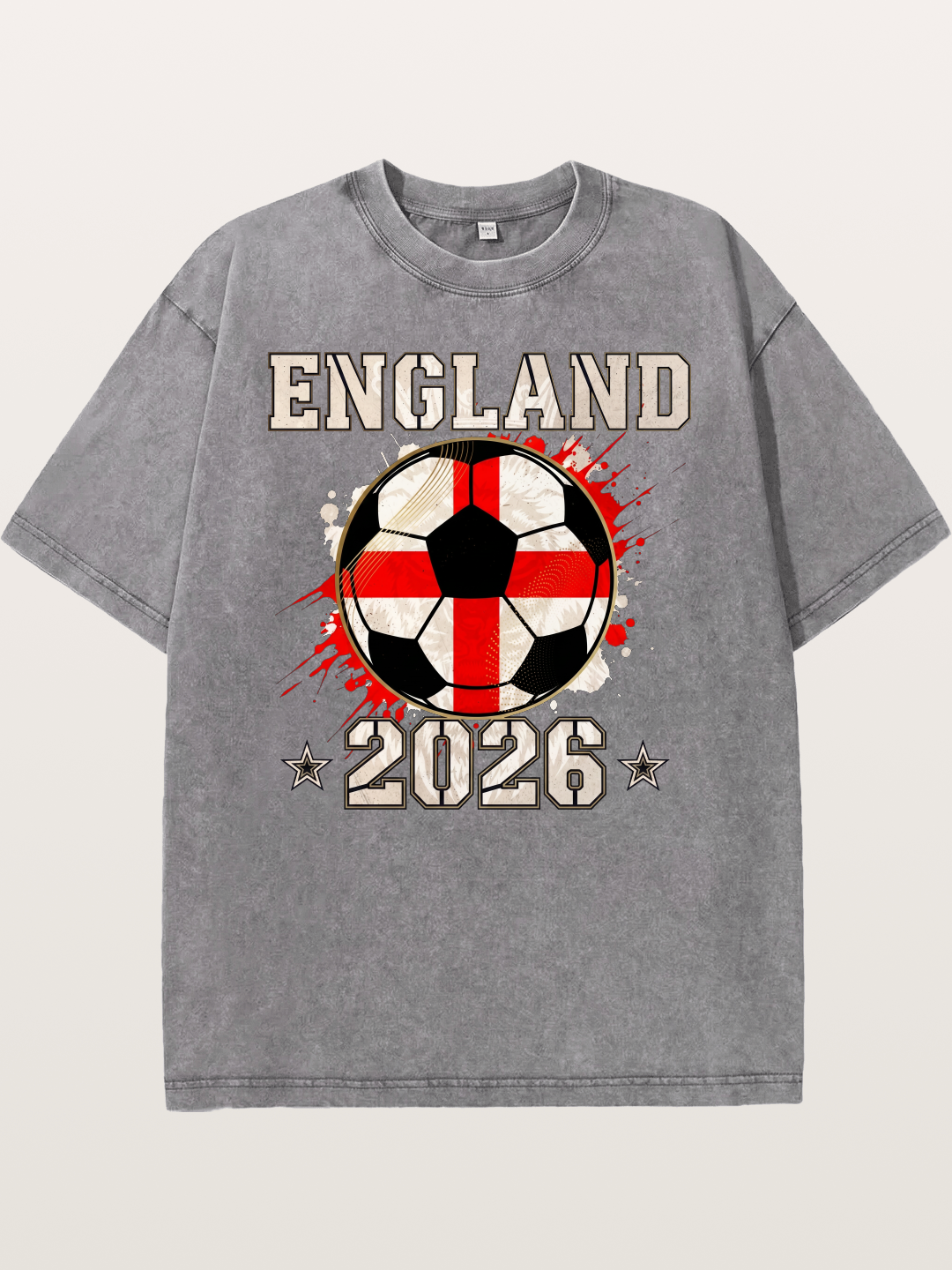 England 2026 Soccer Cross Flag Washed T-shirt