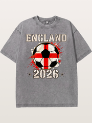 England 2026 Soccer Cross Flag Washed T-shirt