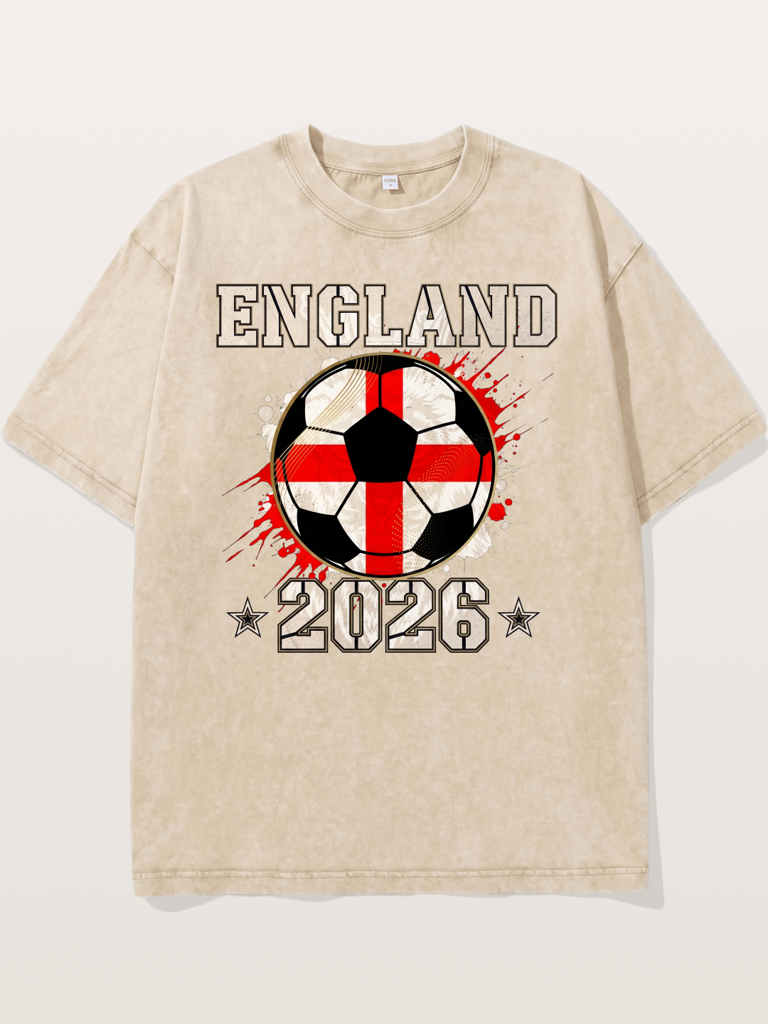 England 2026 Soccer Cross Flag Washed T-shirt