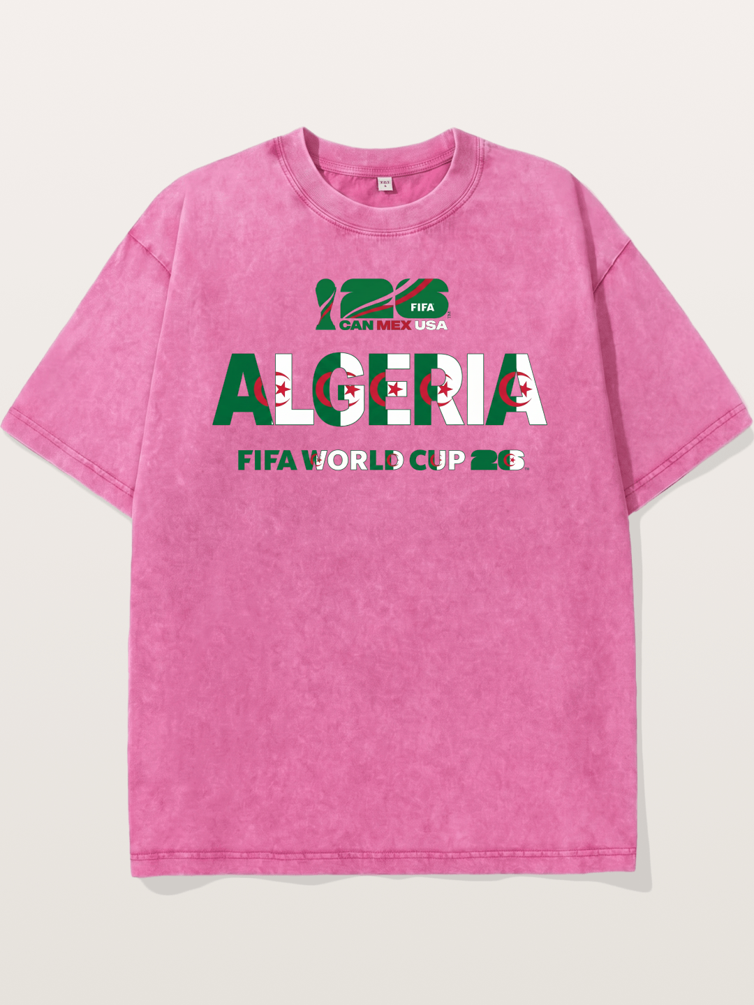Algeria 2026 Flag Motif Art Washed T-shirt