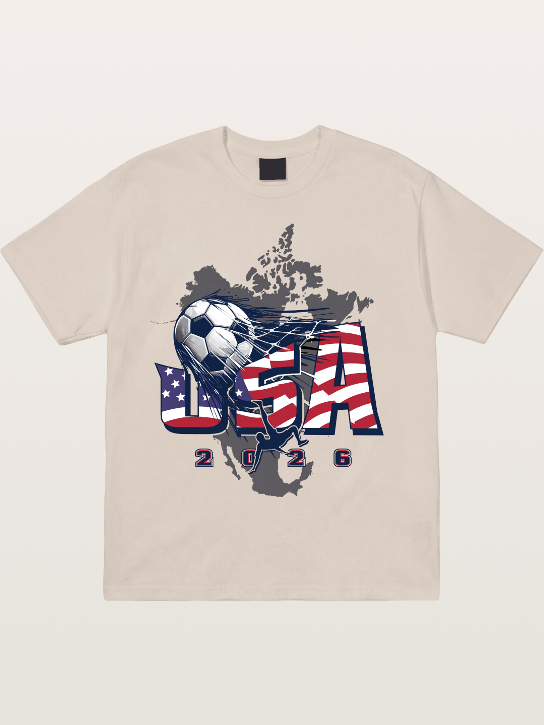 American Flag Soccer Map 2026 Cotton T-shirt
