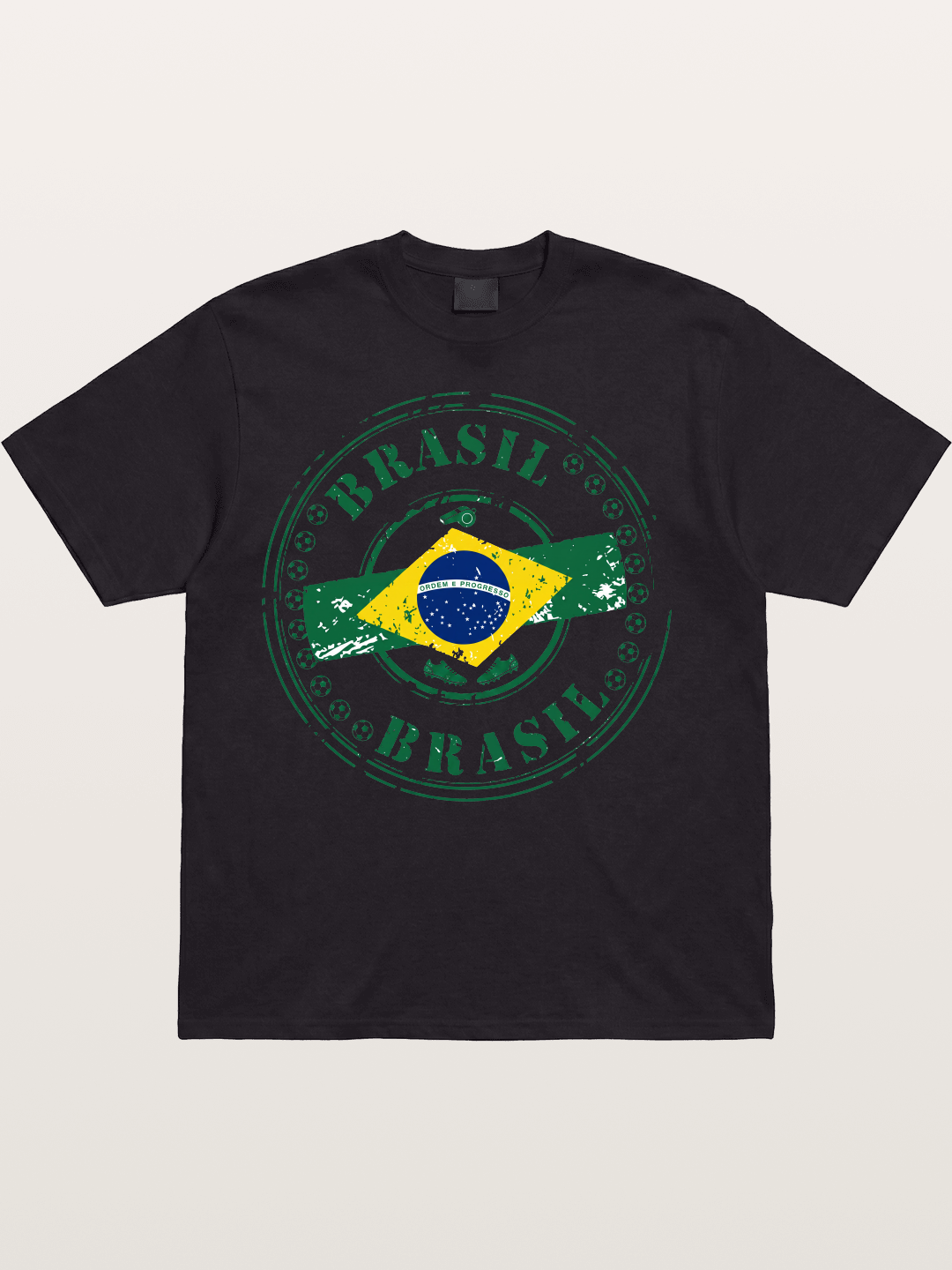 Brazil Flag Stamp Soccer Print Cotton T-shirt
