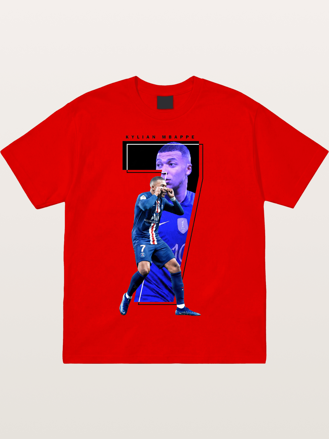 Mbappe Dual Portrait Collage Cotton T-shirt