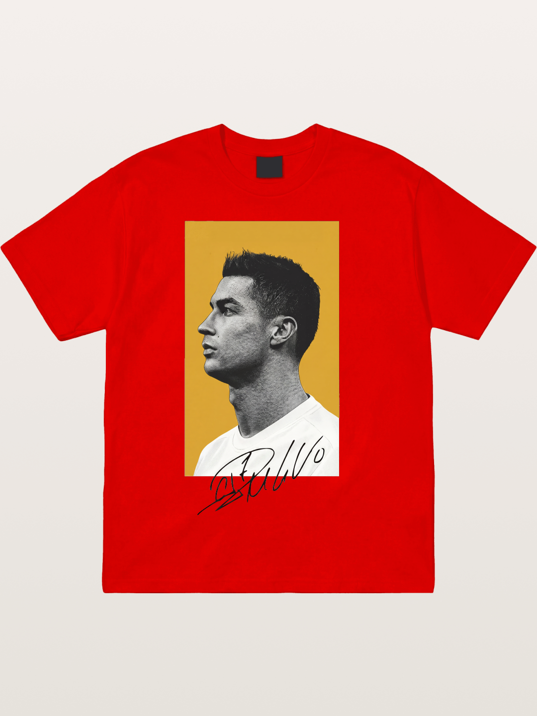 Ronaldo Gold Background Portrait Cotton T-shirt
