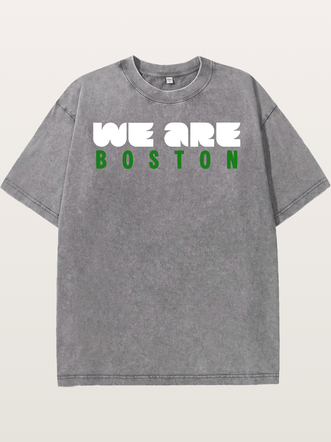 Boston Green Bold Text Washed T-shirt